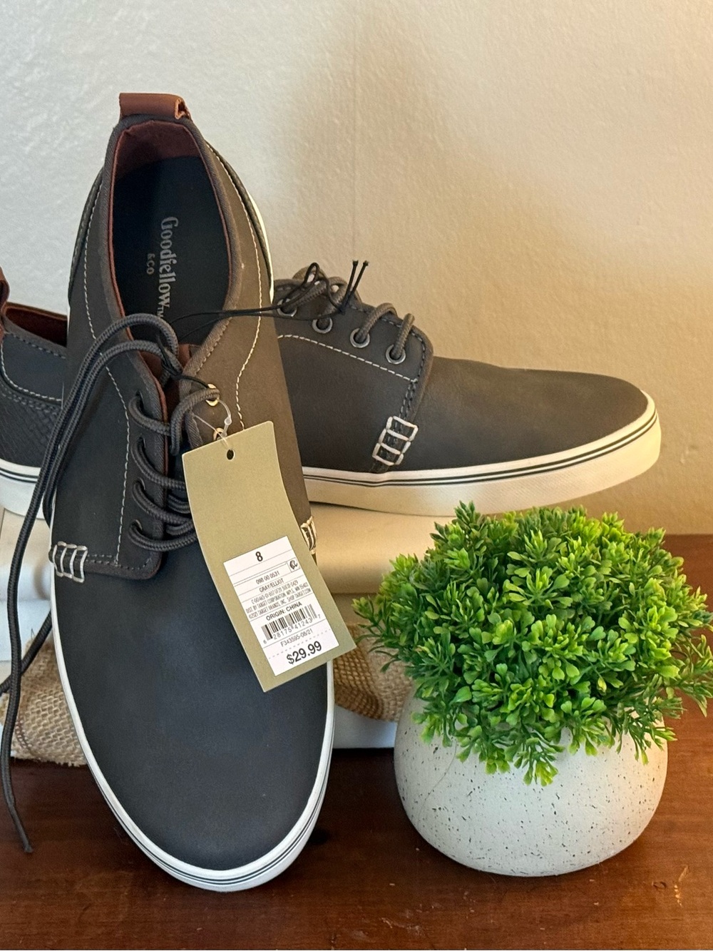 Goodfellow & Co Men’s Charcoal Lace-Up Sneakers with White Sole